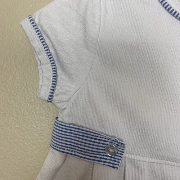 Little Me Short Sleeve Dress White Blue Seersucker Classic Girls 9 Months - Picture 5 of 15
